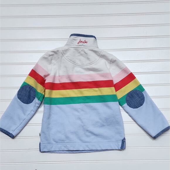 Joules Girls Saunton Multi Stripe Half Snap Sweatshirt - Picture 3 of 6